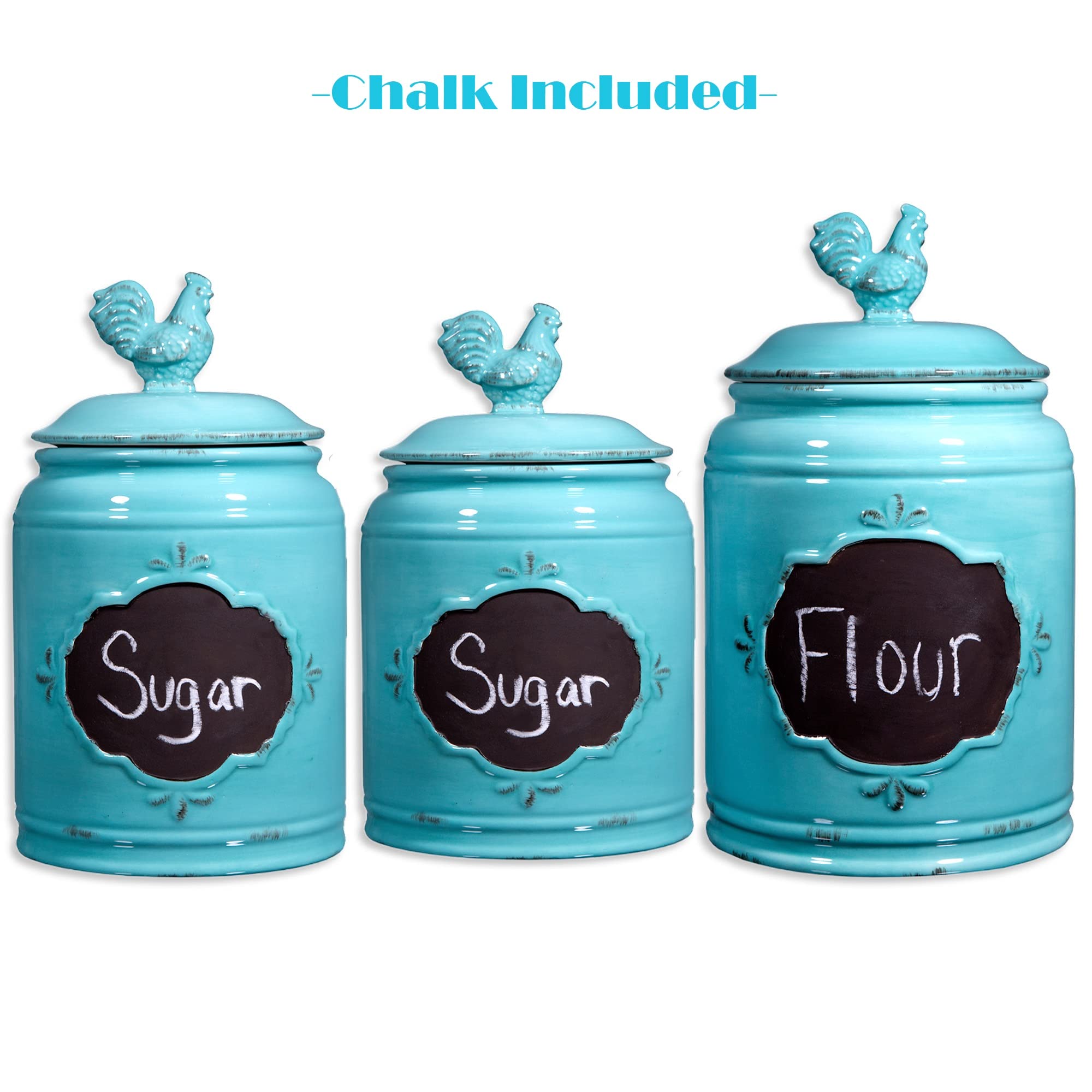 Amazon.com - Home Essentials Set of 3 Aqua Chalkboard Rooster